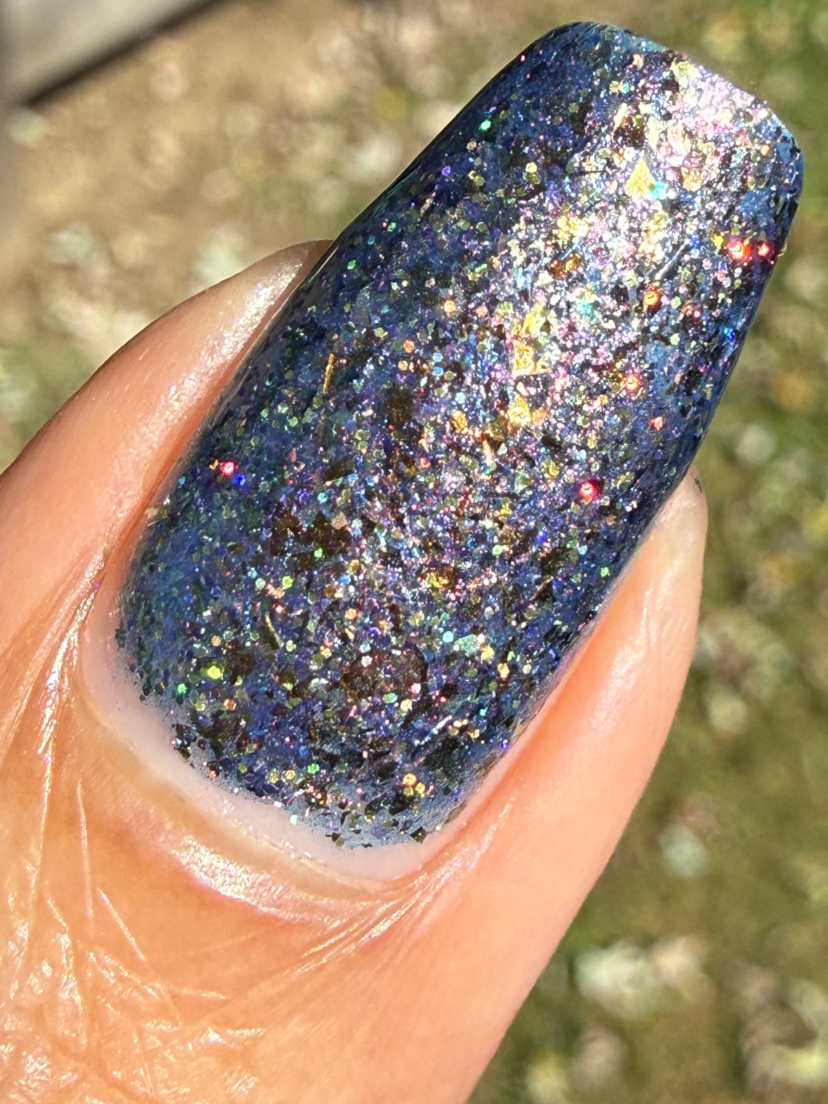 flakie gold and purple nail polish
