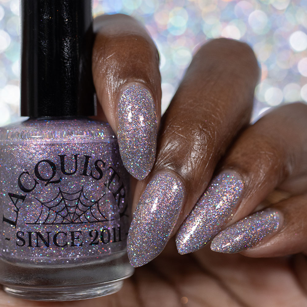 lavender sparkle and holo glitter pink nail polish START #88788 bottle says LACQUISTRY SINCE 2011