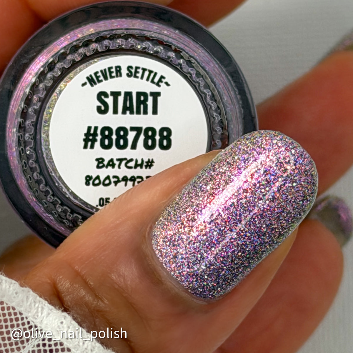lavender sparkle and holo glitter pink nail polish START #88788