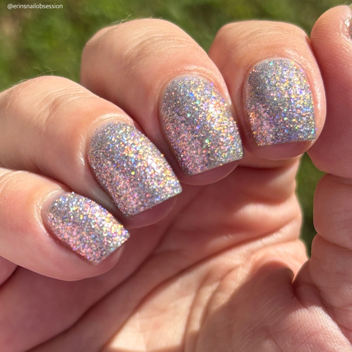 lavender sparkle and holo glitter pink nail polish
