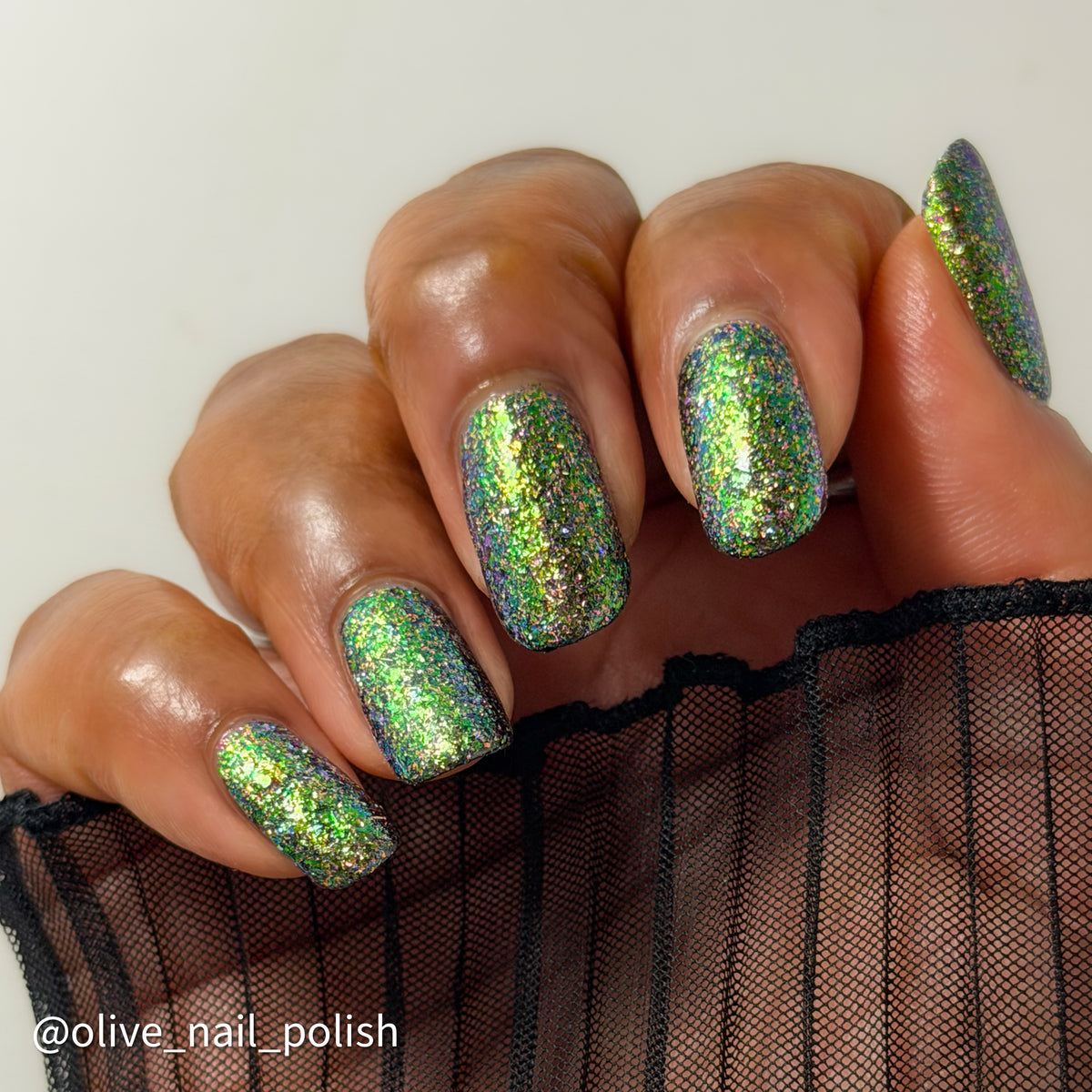 Lacquistry Nail Polish Fuck Your AI green purple grey flakie glitter