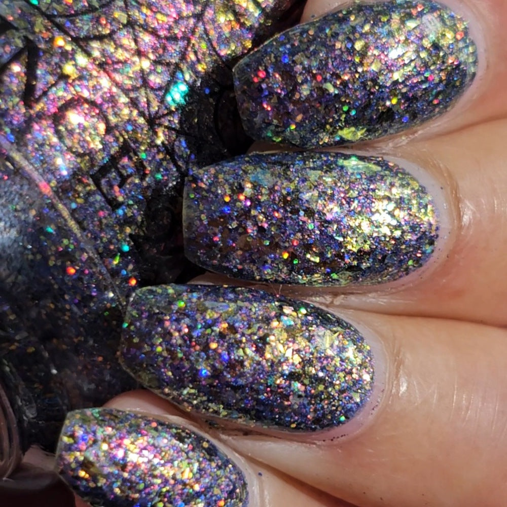 flakie gold and purple nail polish Fuck Your Data Center