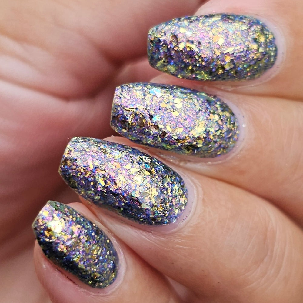 flakie gold and purple nail polish Fuck Your Data Center