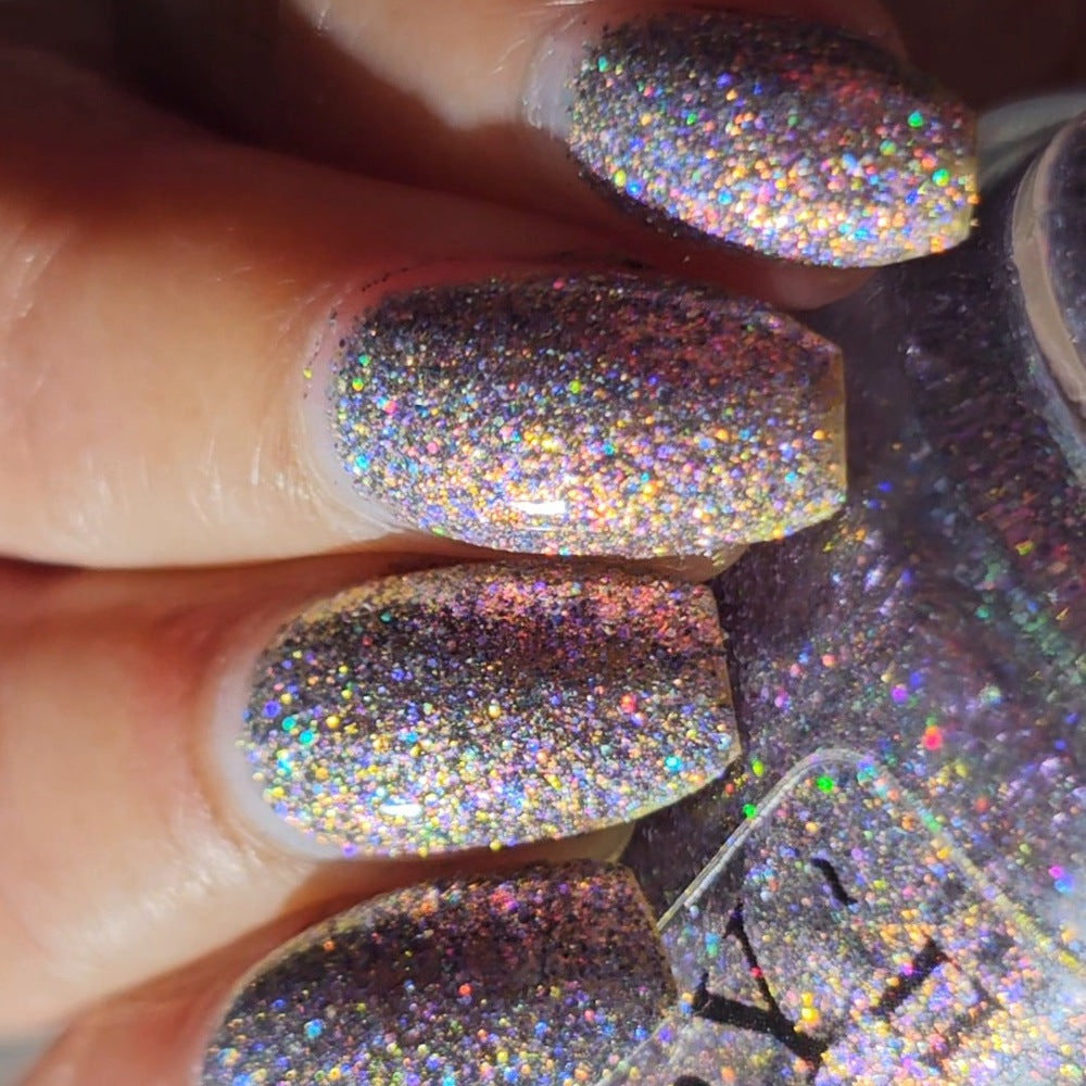 lavender sparkle and holo glitter pink nail polish
