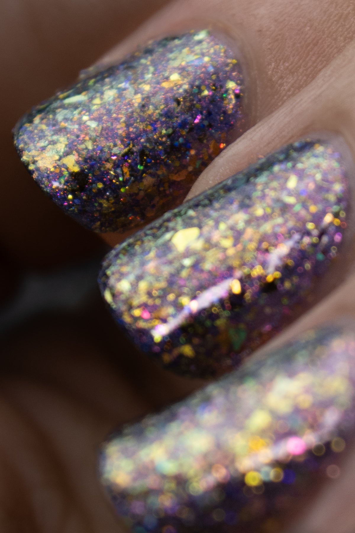 flakie gold and purple nail polish