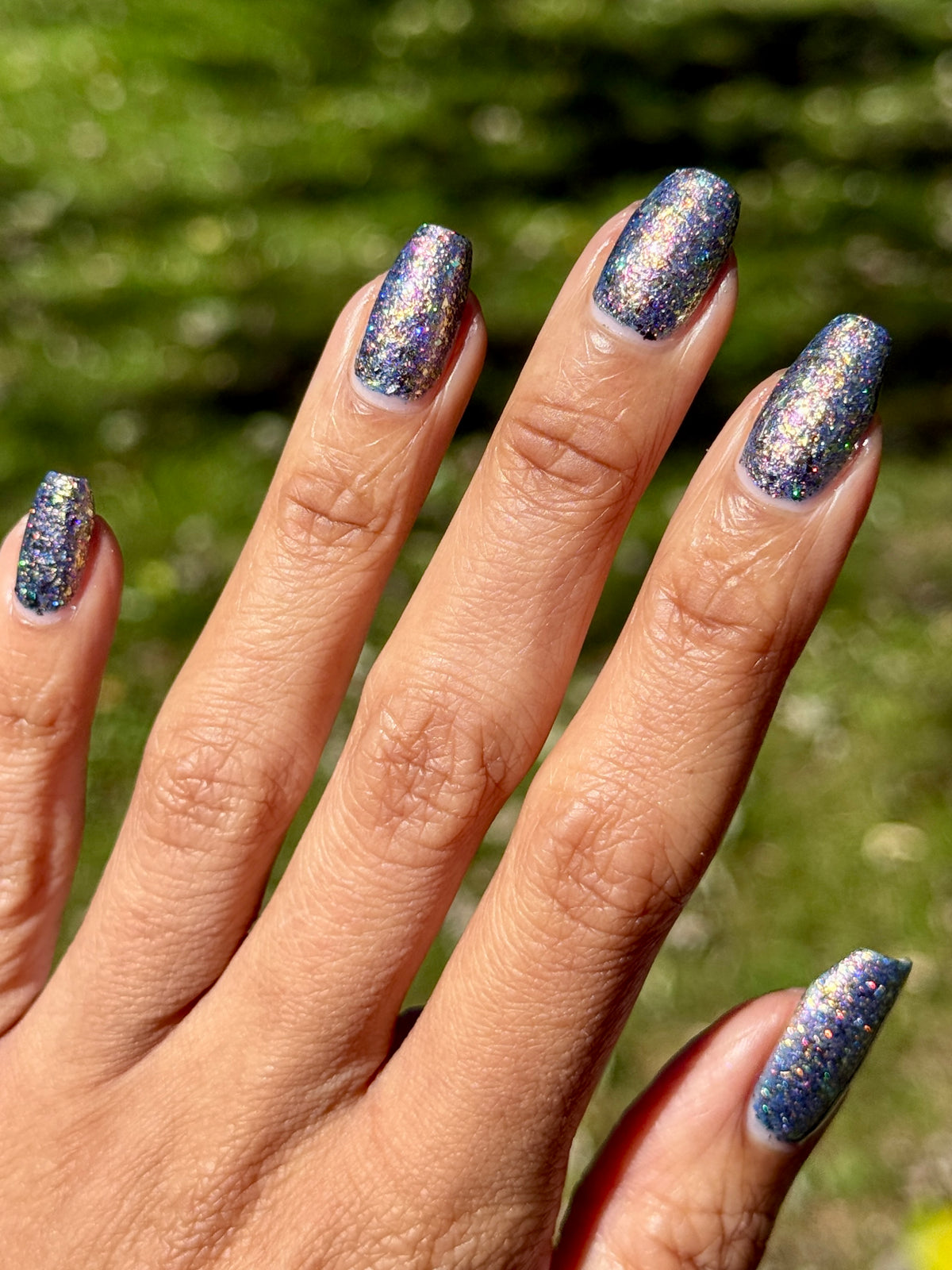 flakie gold and purple nail polish