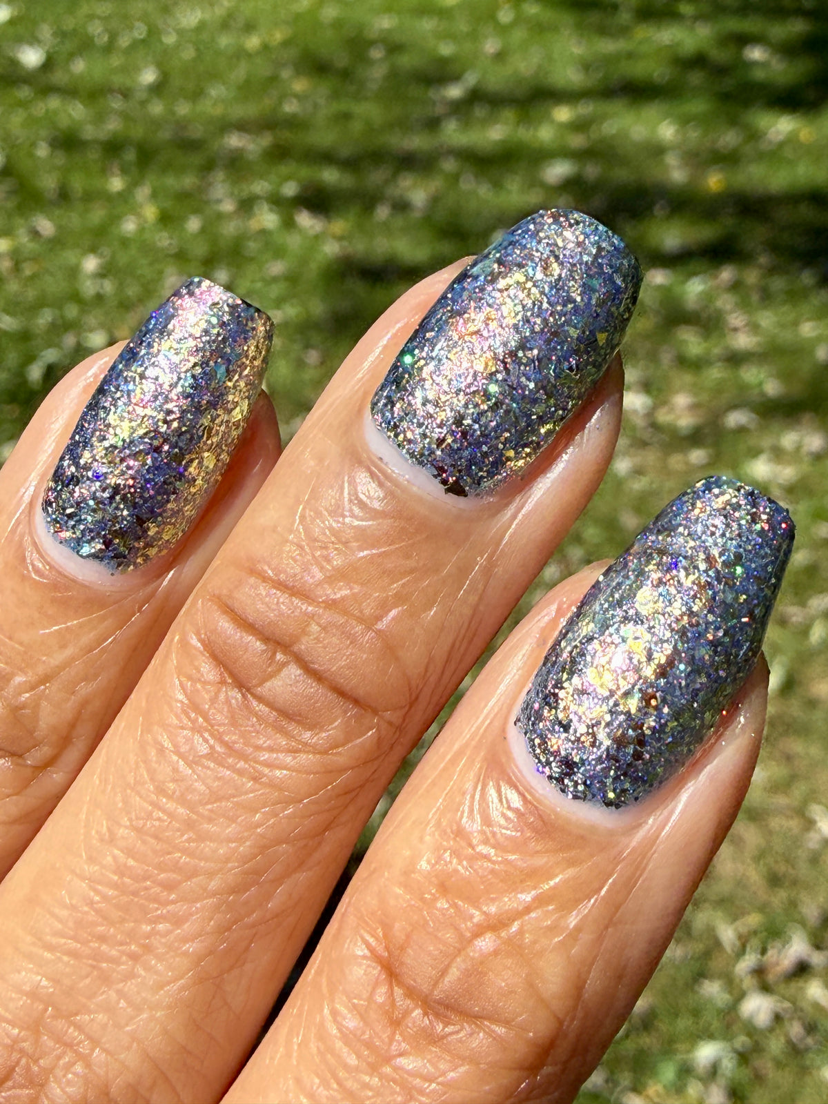flakie gold and purple nail polish Fuck Your Data Center