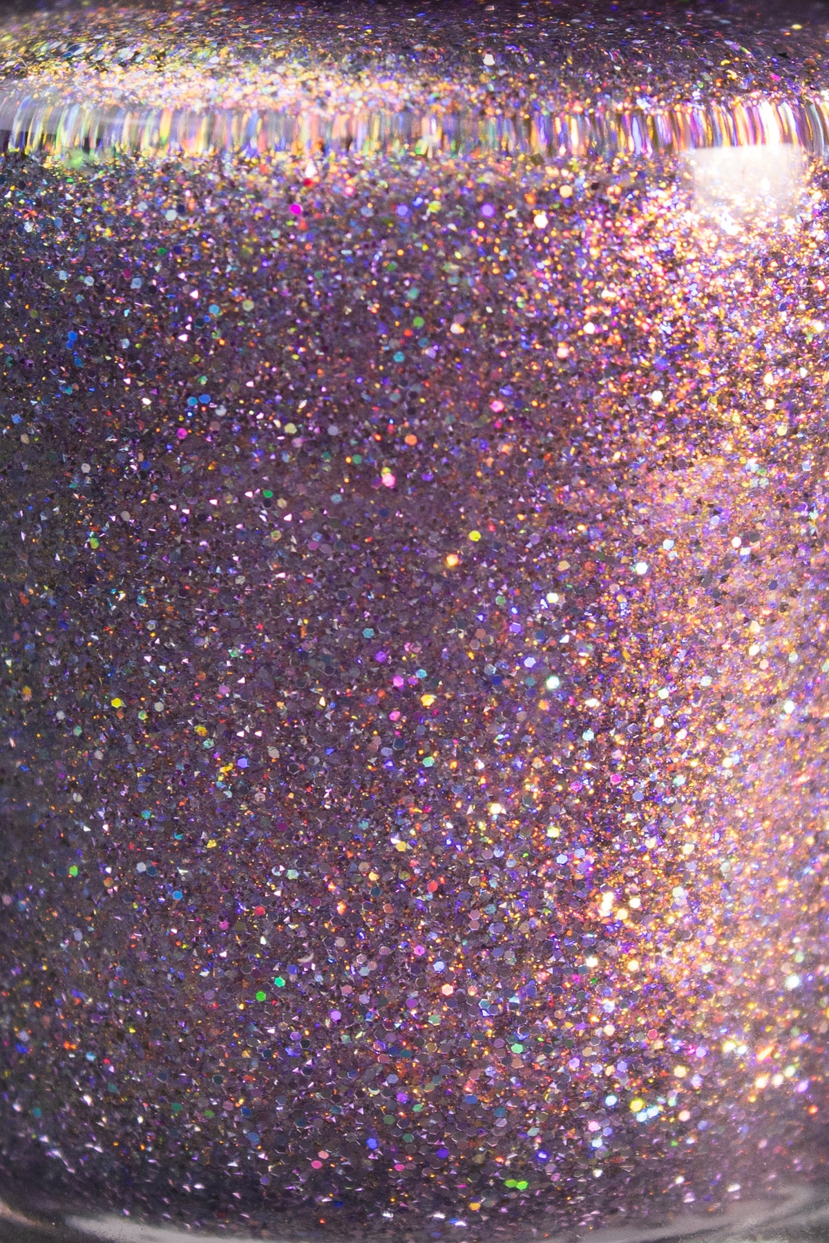 lavender sparkle and holo glitter pink nail polish bottle